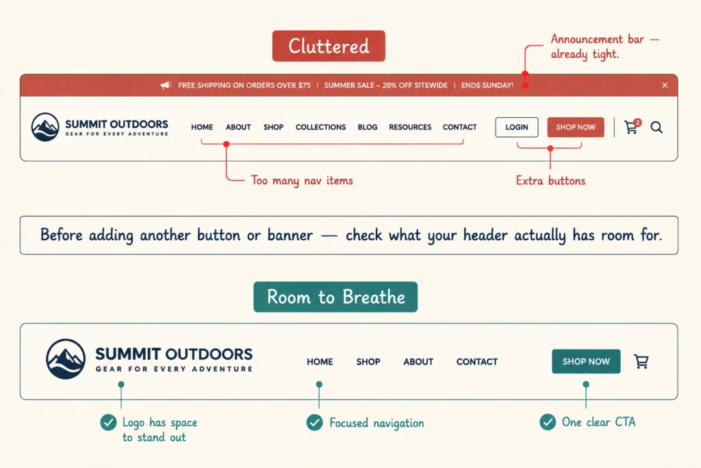 A Cluttered Header Can Crowd Your Logo Out