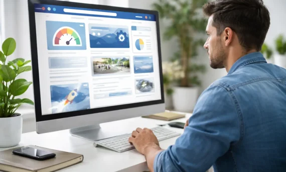 looking at a modern business website design