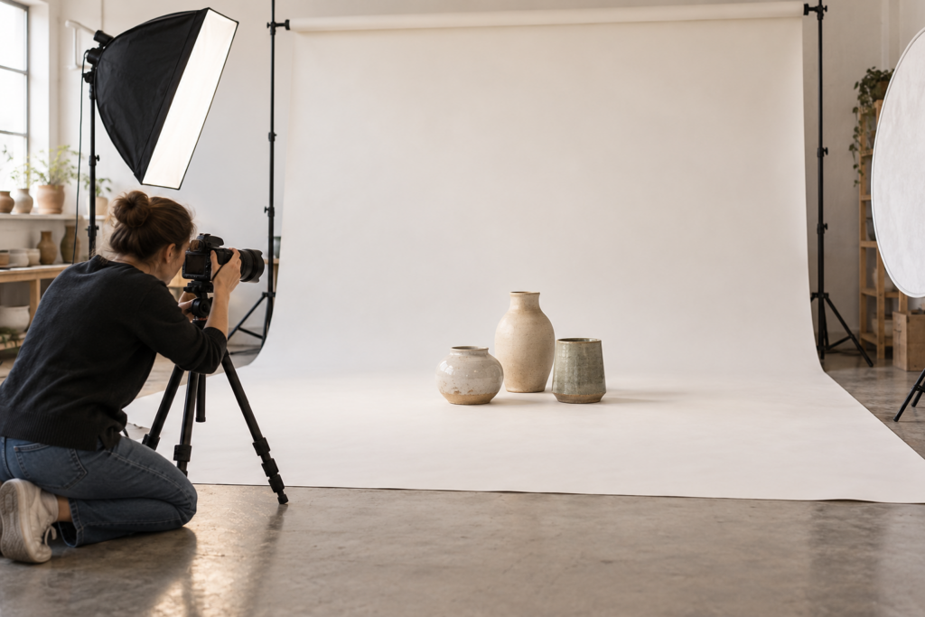 Ceramic Product Photography with Room to Crop